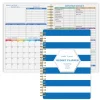 Open A5 Blue Stripe Budget Planner showing monthly layout