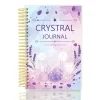A5 Crystal Journal with a purple watercolor cover, gold spiral binding, and lavender and crystal illustrations.