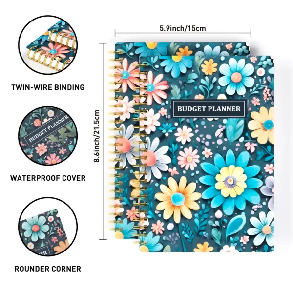 Daily Expense Tracker Log with Floral Cover