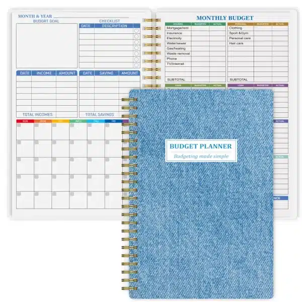 Blue Denim Style Budget Planner A5 Notebook