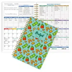 Green Dollar Sign Pattern Budget Planner A5 Notebook