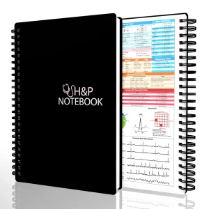 Black Medical H&P Notebook fits in White Coat Pocket