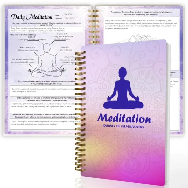 Purple A5 Meditation Journal with Yoga Lotus Silhouette