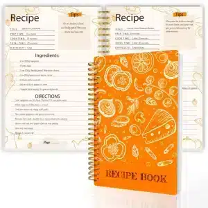 Orange A5 Blank Recipe Book with Vegetable Pattern