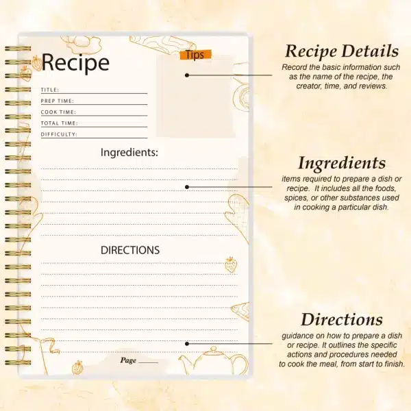 Empty Recipe Template with Ingredients and Directions