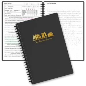 Black A5 Reading Journal with Gold Foil Book Icon
