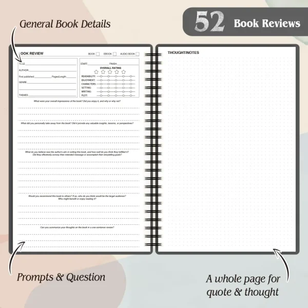 Book Review Template with Star Ratings and Quotes Section