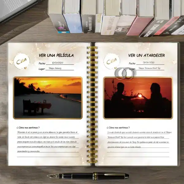 Diario de Parejas interior pages with photo slots