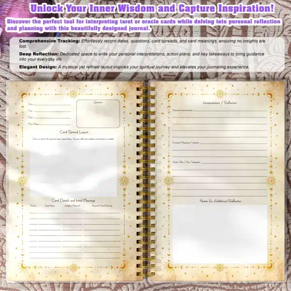 Tarot Reading Log Page Layout with Moon Phases