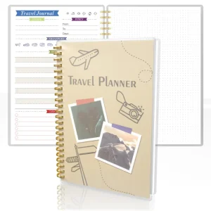 Beige A5 Travel Planner with Vintage Camera Design