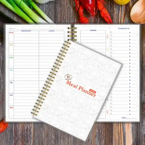 A5 Weekly Meal Planner with Grocery List Layout