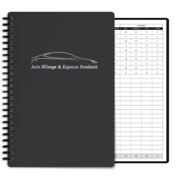 Black A5 Vehicle Mileage Logbook with Car Icon