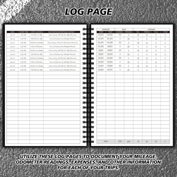 Glovebox Size Logbook for Business Travel