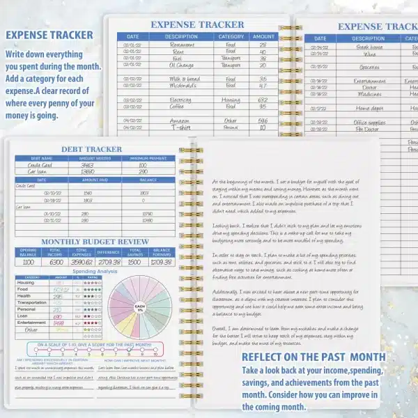Inside layout of A5 flower budget notebook