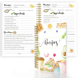 Elegant White A5 Blank Recipe Book with Food Illustration