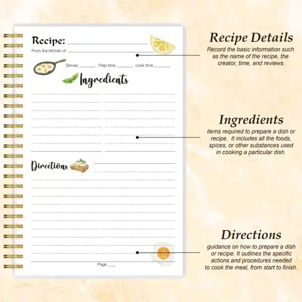 Recipe Journal Page Layout for Writing Ingredients