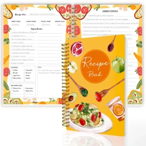 Yellow Watercolor Recipe Book with Lemon and Vegetable Illustration