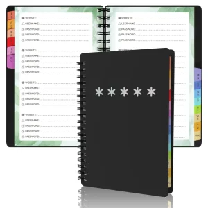 Discreet Black A6 Password Book with Asterisk Design