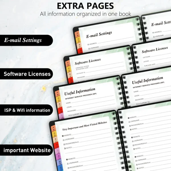 Alphabetical A-Z Tabs for Organizing Passwords