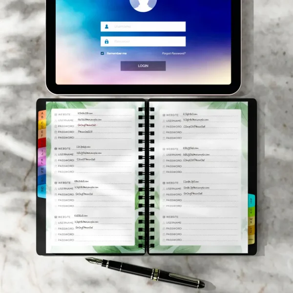 Alphabetical A-Z Tabs for Organizing Passwords