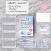 Full contents of the Date Idea Cards box, including 40 cards, a decision coin, memory card, and guide.