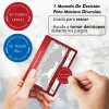 A hand scratching a date idea card with the "His Turn" decision coin, demonstrating how the game works.