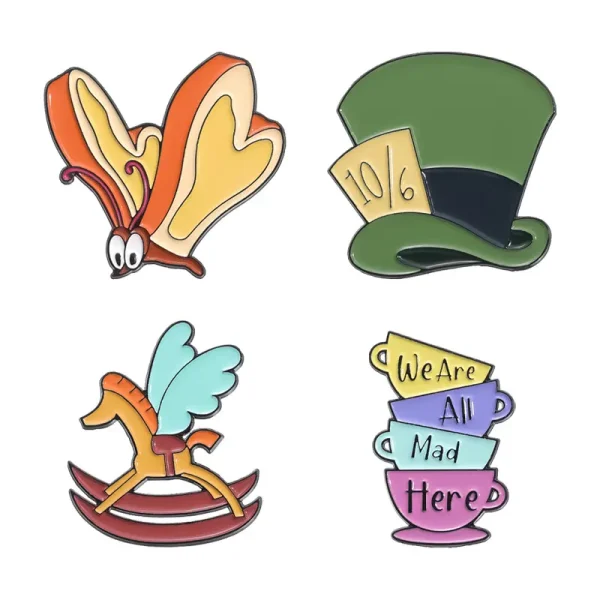 Alice in Wonderland Whimsical Enamel Pin Set