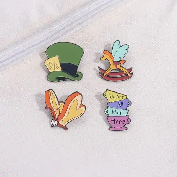Alice in Wonderland Whimsical Enamel Pin Set