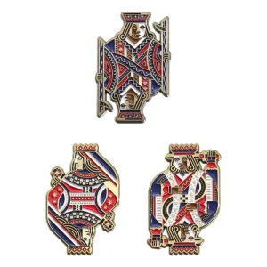 Creative Playing Card King and Queen Enamel Lapel Pins
