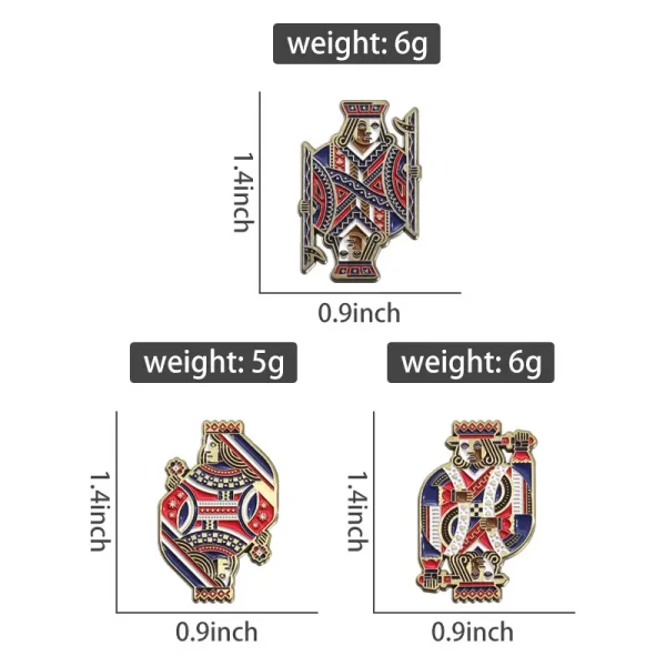Creative Playing Card King and Queen Enamel Lapel Pins