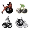 Edgy 8-Ball and Skull Cherry Enamel Lapel Pins