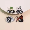 Edgy 8-Ball and Skull Cherry Enamel Lapel Pins