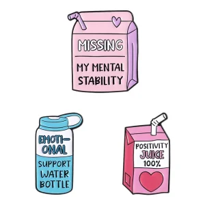 Funny Beverage Milk Box Enamel Pin Set