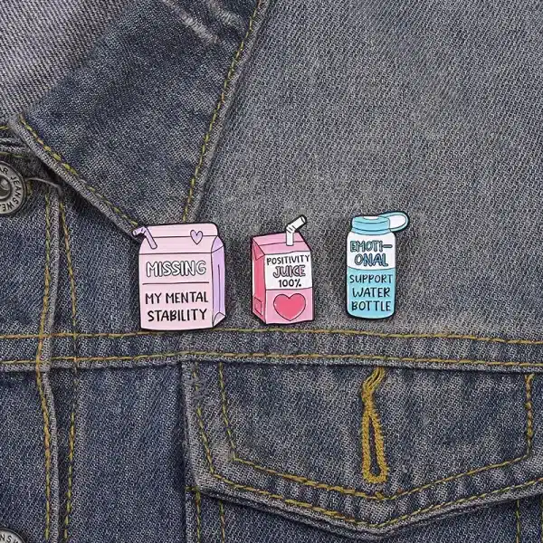 Funny Beverage Milk Box Enamel Pin Set