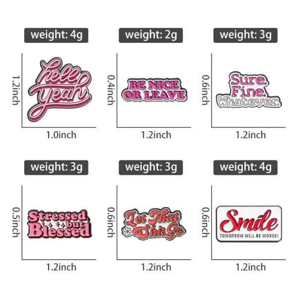 Funny Pink Sarcastic Motivational Enamel Pin Set