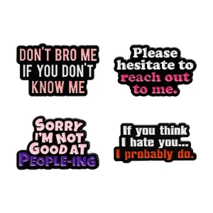 Funny Sarcastic Quote Enamel Pin Set for Introverts