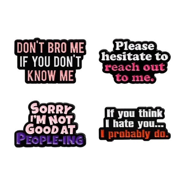 Funny Sarcastic Quote Enamel Pin Set for Introverts