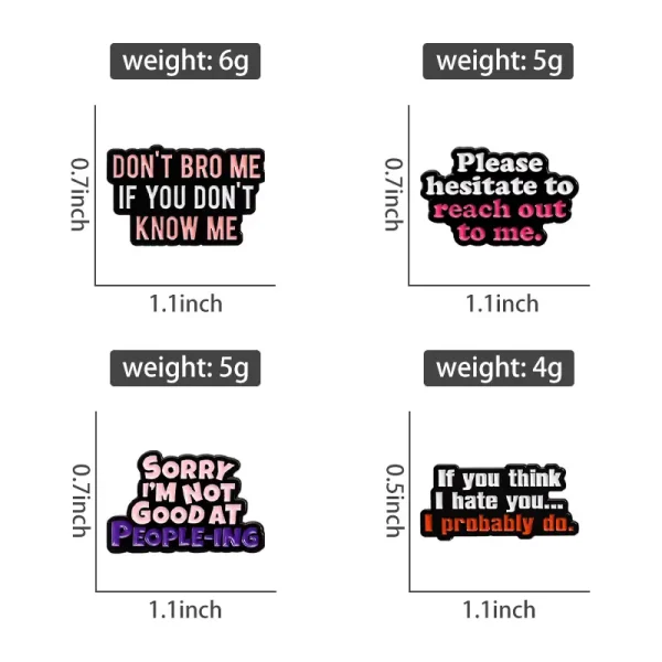 Funny Sarcastic Quote Enamel Pin Set for Introverts