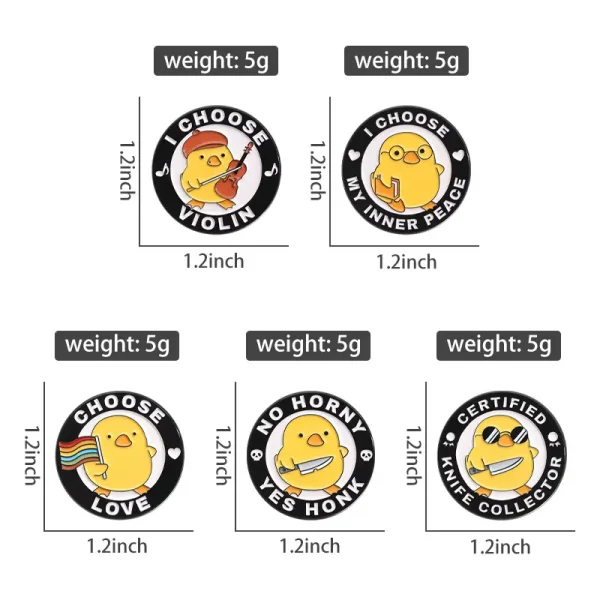 Funny Yellow Duck Enamel Pin Set