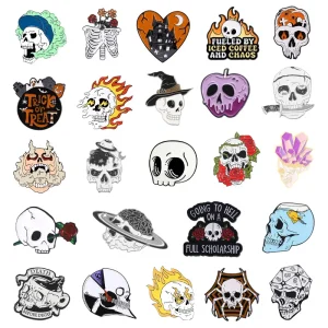 Gothic Horror Skull Enamel Pins Collection