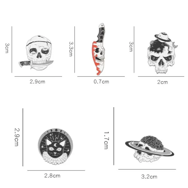 Gothic Horror Skull Enamel Pins Collection