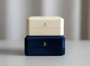 Luxury jewelry boxes in velvet and leatherette