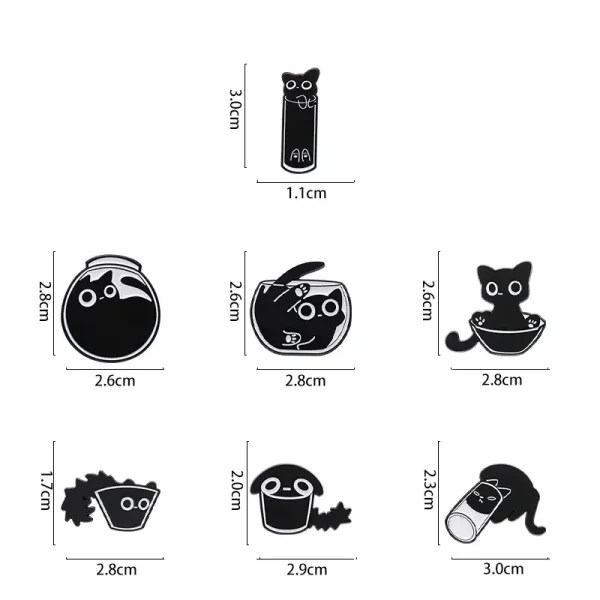 Minimalist Liquid Black Cat Tableware Enamel Pin