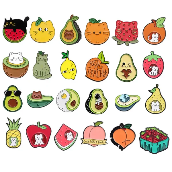 Whimsical Fruit and Animal Enamel Lapel Pin