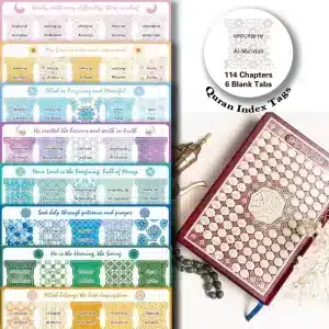114 Quran Chapter Index Tabs - Tear-Resistant, Self-Adhesive, English Labels, Perfect for Study & Gifts (1) 114 Quran Chapter Index Tabs - Tear-Resistant, Self-Adhesive, English Labels, Perfect for Study & Gifts