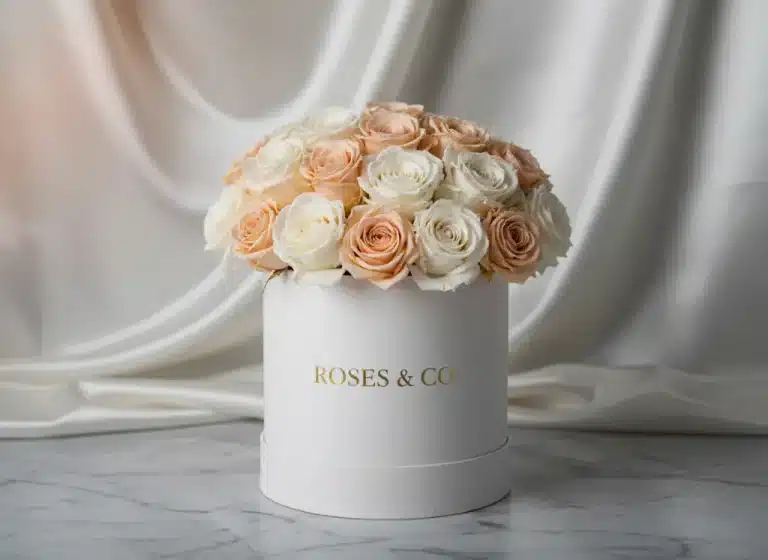 Luxury Round Flower Box with Gold Foil Logo