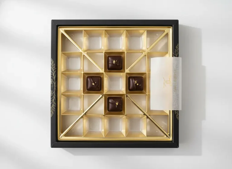 Luxury chocolate box with gold plastic blister tray
