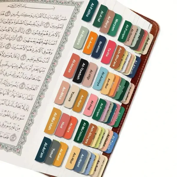Quran Chapter Tabs - Easy Study Stickers in English (Green)