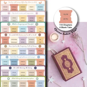Quran Chapter Tabs Stickers - English Study Aid in Orange Design (1) Quran Chapter Tabs Stickers - English Study Aid in Orange Design