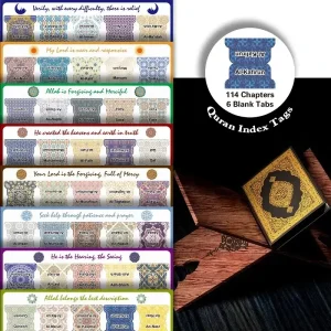Quran Index Tabs - 114 Chapters 6 Blank, Tear-Resistant, Self-Adhesive, Durable, Perfect for Quran Study and Gifts (1) Quran Index Tabs - 114 Chapters 6 Blank, Tear-Resistant, Self-Adhesive, Durable, Perfect for Quran Study and Gifts